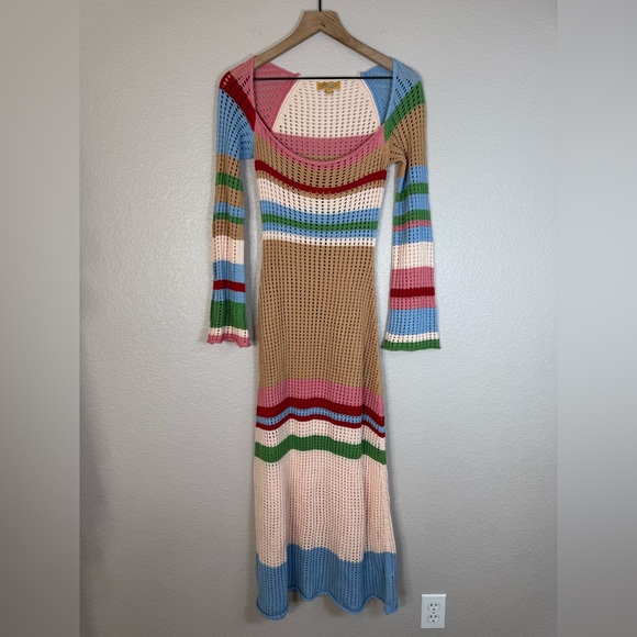 VRG GRL Verge Girl Work of Art Crochet Maxi Dress Multi size AU 8 US 4 Small - Picture 10 of 16